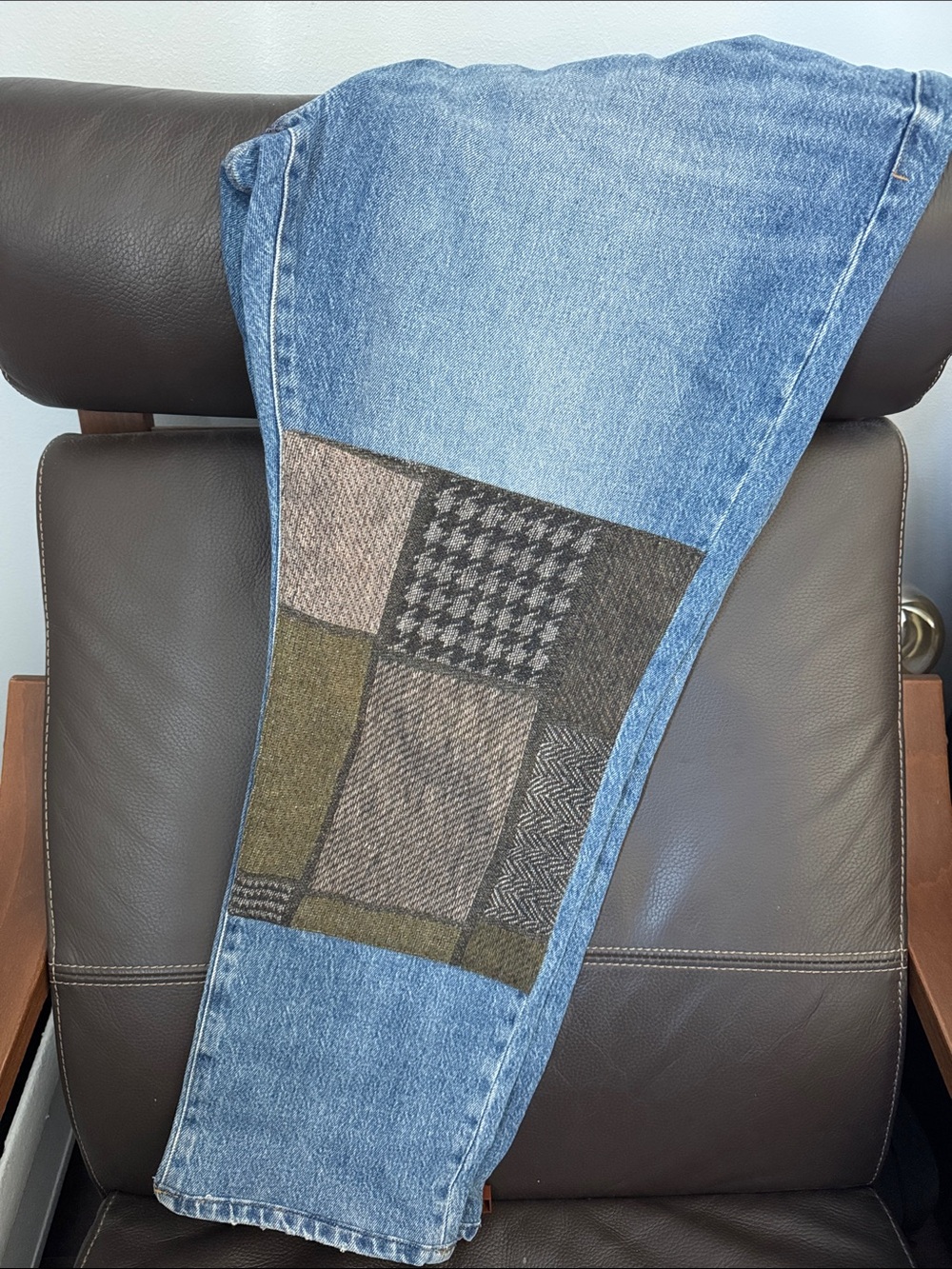 Banana Republic The Beau Blue Denim Jeans with Patchwork Detail